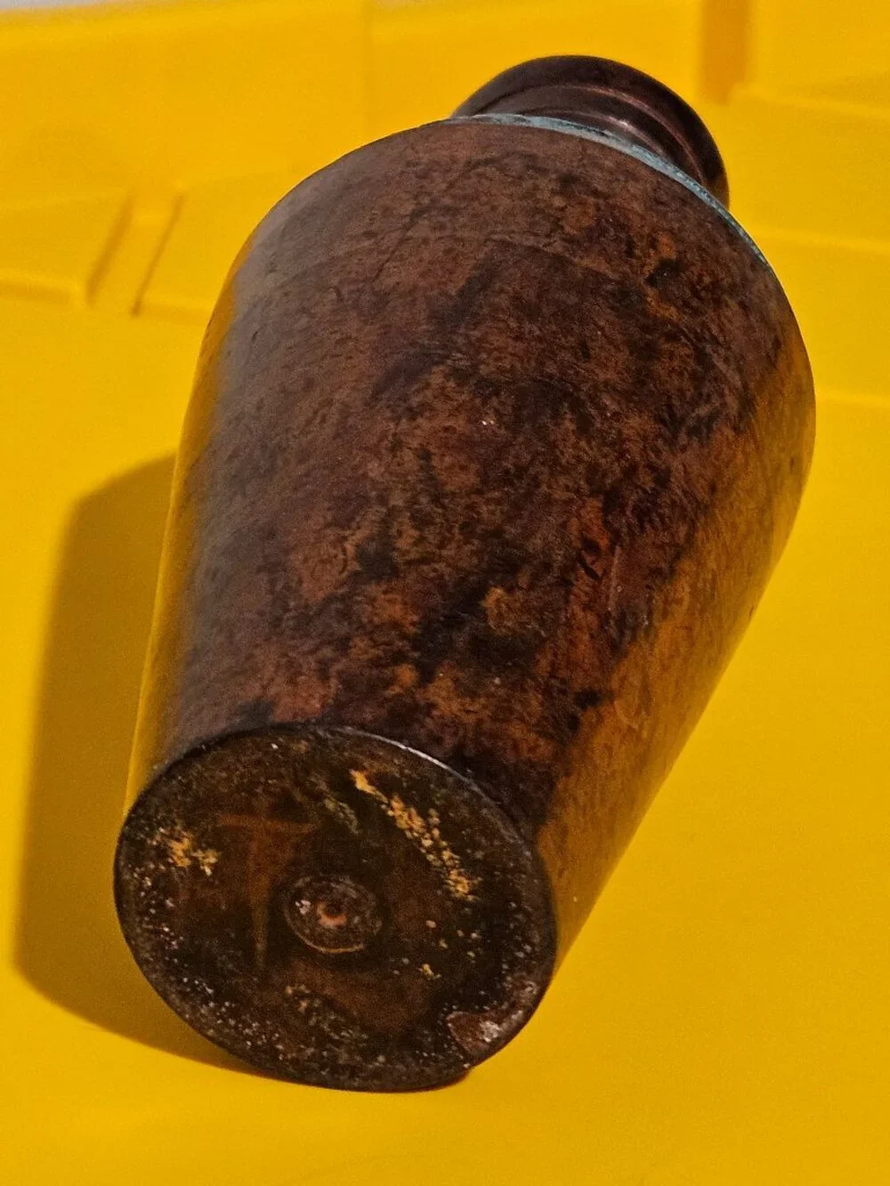 Vintage Patinated dark bronze metal bud Vase size small